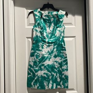 Calvin Klein White/Green-Teal Sleeveless Dress (size 0)